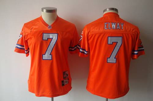 Broncos #7 John Elway Orange Women's Throwback Team Color Stitched NFL Jersey